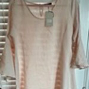 Fit and Flare Linen Dress - Size Large - Soft Pastel Pink